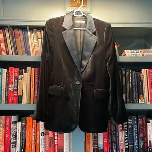 Forest green velvet blazer with silk lapels